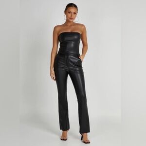 Meshki Tyra Straight Leg Faux Leather Pants - Black